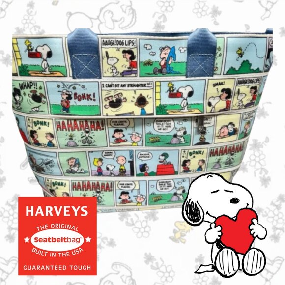 EUC Harvey's LARGE Seatbelt Crossbody with Peanuts Comic Strips - Picture 1 of 5